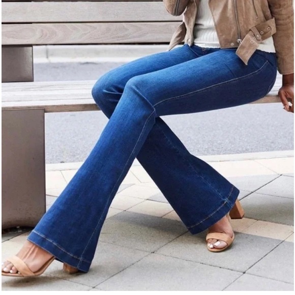 SPANX Blue Flare & Wide Leg Jeans - Picture 1 of 16